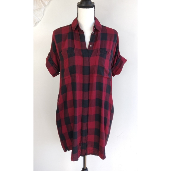 Madewell Dresses & Skirts - Madewell Buffalo Plaid Red Black Dress